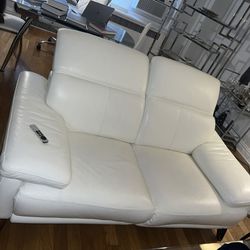 WHITE LEATHER COUCH 2 Seater