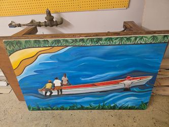 Canoe on water art