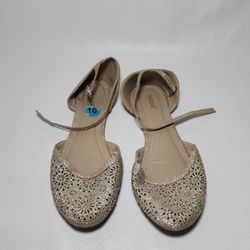 Gold and silver sparkly nicole size 10 women's mary janes flats ankle strap