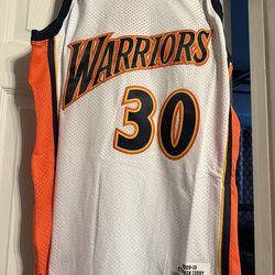 #30 Curry Warriors Mitch and Ness Basketball Jersey