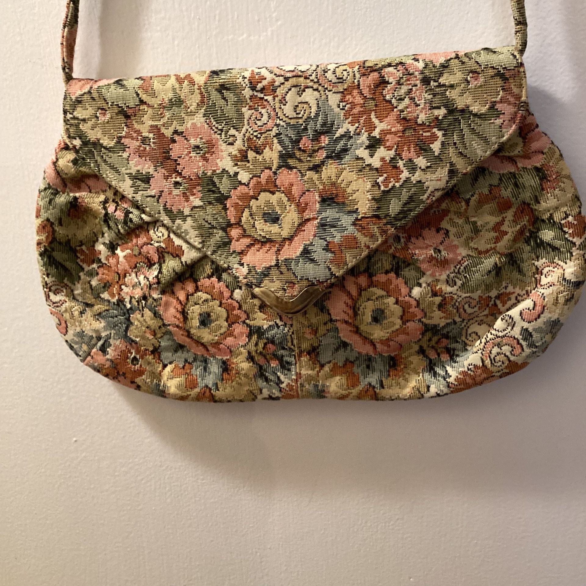 Floral Tapestry Shoulder Bag Vintage