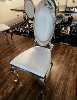CHROME & LEATHER OVAL BACK Dining Chairs π€ππ©Ά