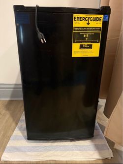 Black mini fridge