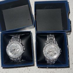 Luxury Diamond Silver Watch