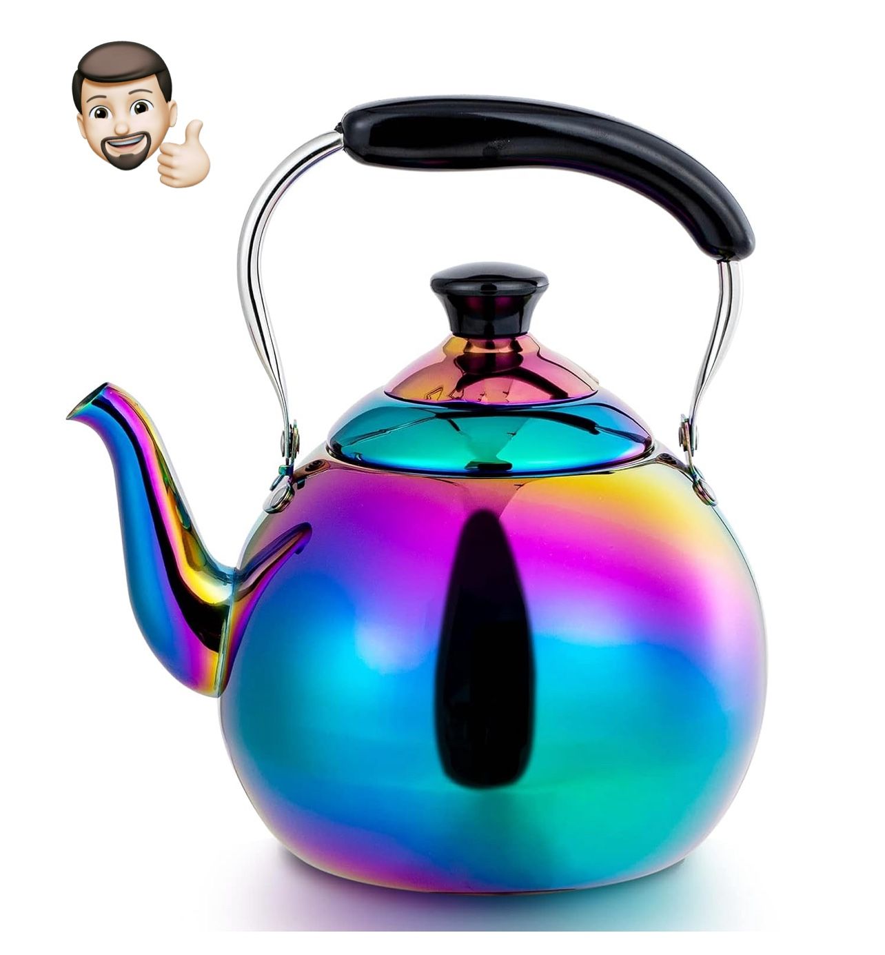 Colorful Tea Kettle, 2.1 Quart Whistling Tea Kettle, Tea Pots for Stove Top Food Grade Stainless Steel with Plastic Handle