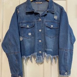 High way jeans women’s distressed cropped jeans jacket large