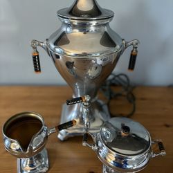 Vintage Manning Bowman Coffee Percolator, Sugar & Creamer Set 