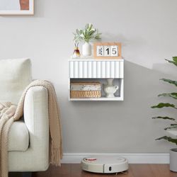 E742 $40  Floating Nightstand with Fluted Drawer