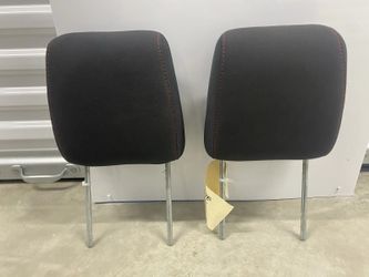 2007-2011 Dodge Nitro Front Headrests Black Cloth Red Stitching Pair OEM