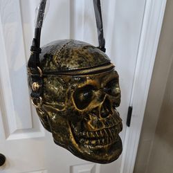 Large skeleton head purse