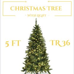 5ft Prelit Half-Shape Christmas Tree, Premium 290 PVC Needles Artificial Tree (TR36)