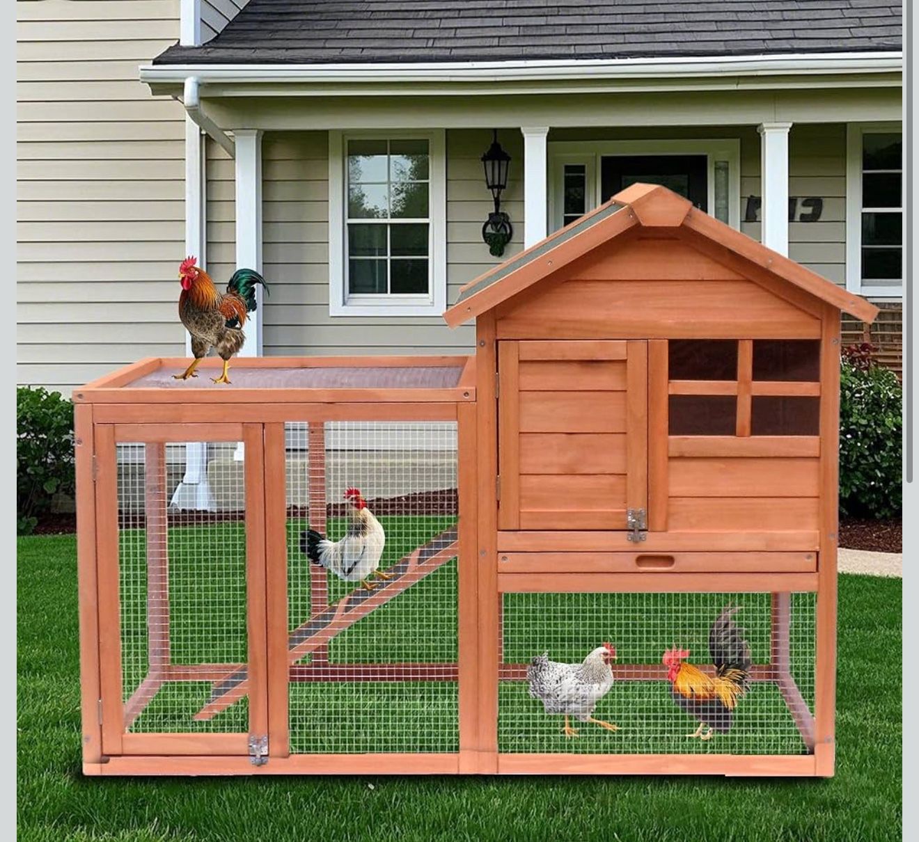 Chicken Run,Small Chicken Coop,Duck Coop,Outdoor Chicken Coop Easily-Assembled Wooden Chicken coop (Light Brown)