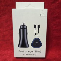25W PD USB-C car charger with a C-C cable. 
