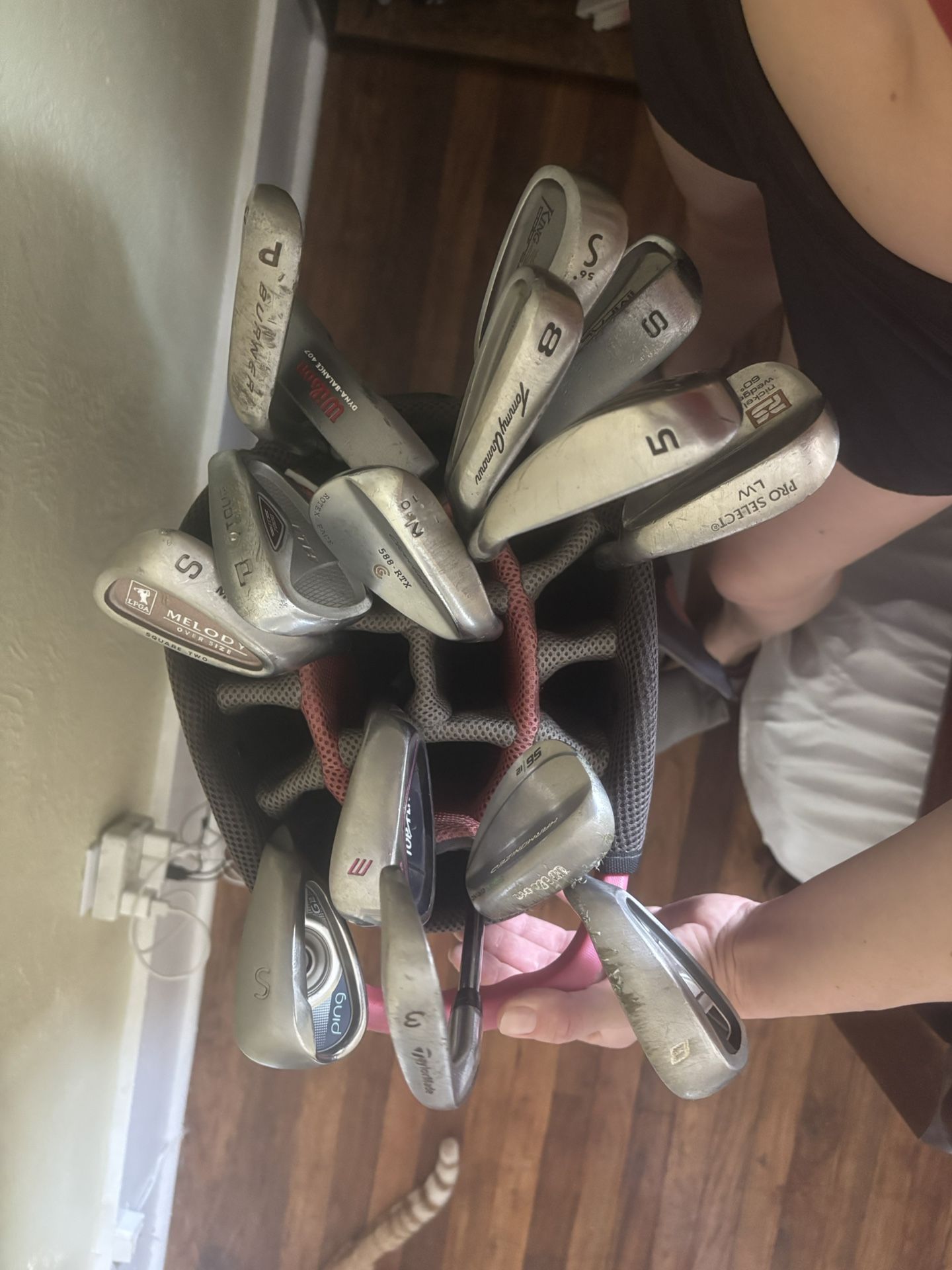 15 Misc Golf Clubs And Bag