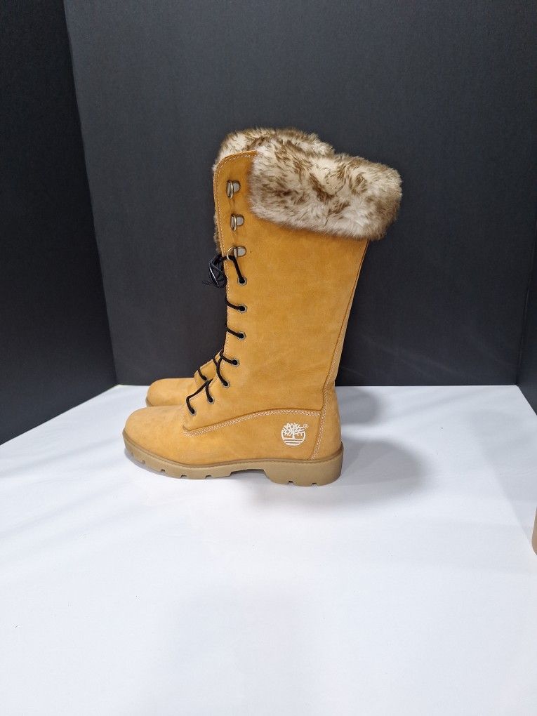 Women Timberland Fur Trim Boots- 5.5