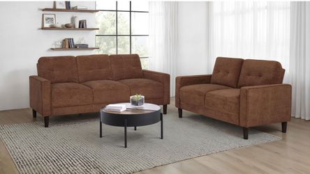 Bowen II Rust 2-piece Fabric Upholstered Track Arm Sofa Set