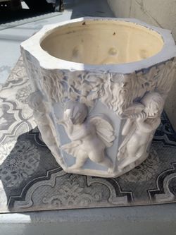 (3) Ceramic And Cement Planters. Each $20 All (3) $50