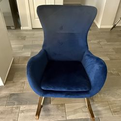 Blue Velvet Rocking Chair
