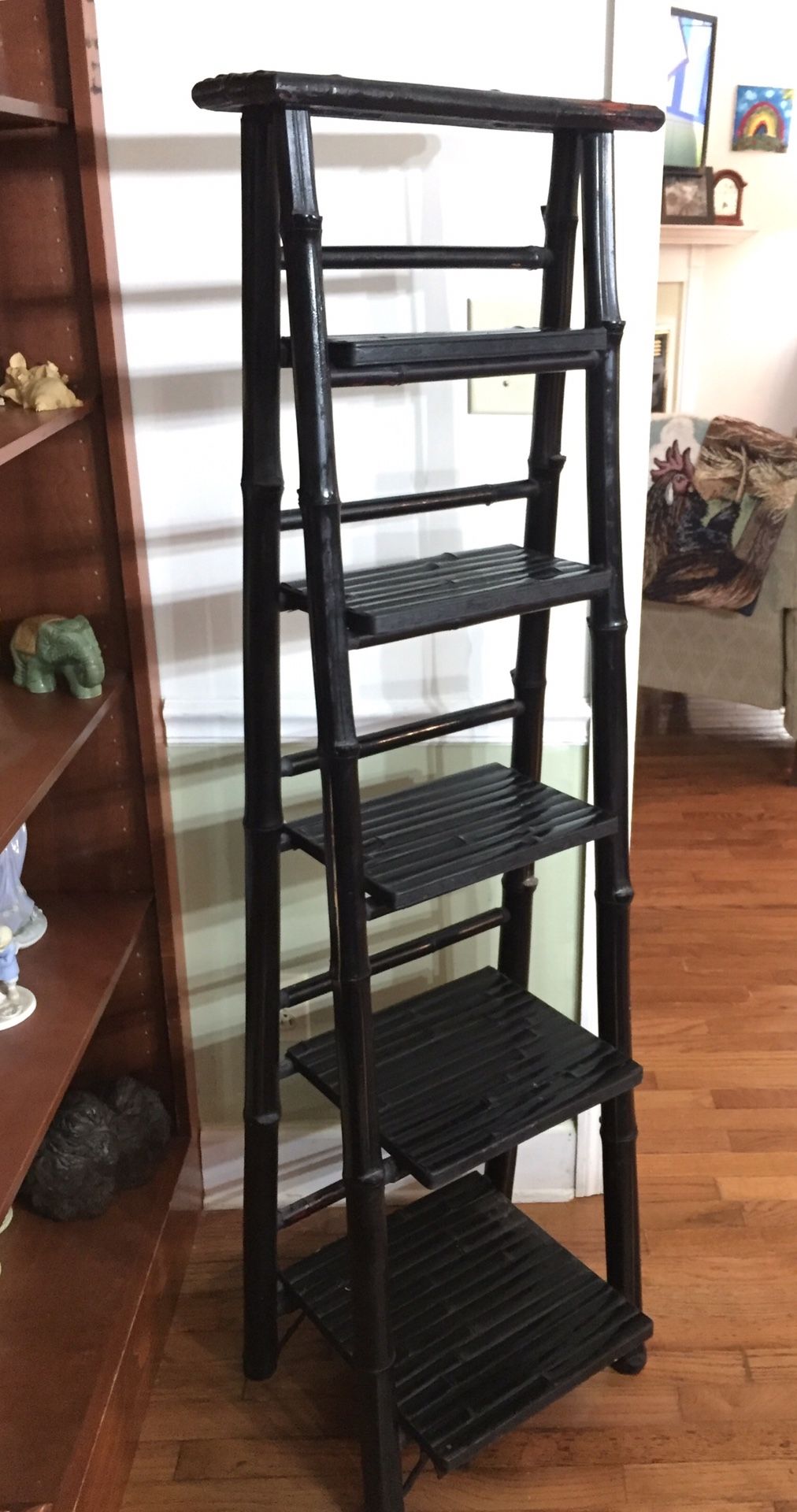 Bamboo Rattan ladder shelf
