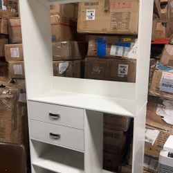 Freestanding Closet System with Suitcase Storage