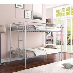 Silver Metal Twin Bunk  Bed 