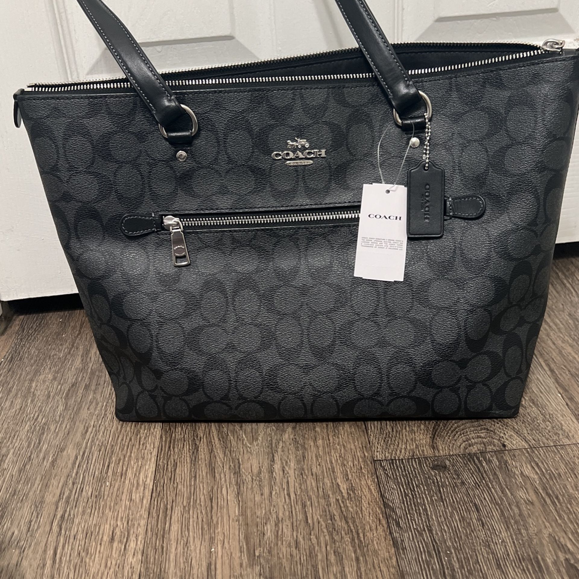 Coach New York Signature Tote Bag Black And Gray Color (Unused)