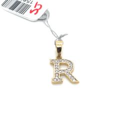 10kt Gold Diamond Letter R Pendant 0.90grams 158223 1