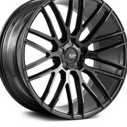 20 inch matte black rims with Hancook tires.