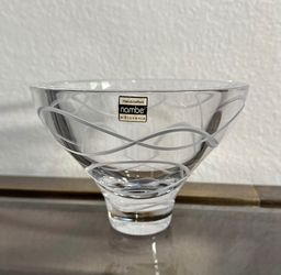 Nambé Crystal Bowl | Handcrafted in Slovenia | Etched Swirl Design MCM