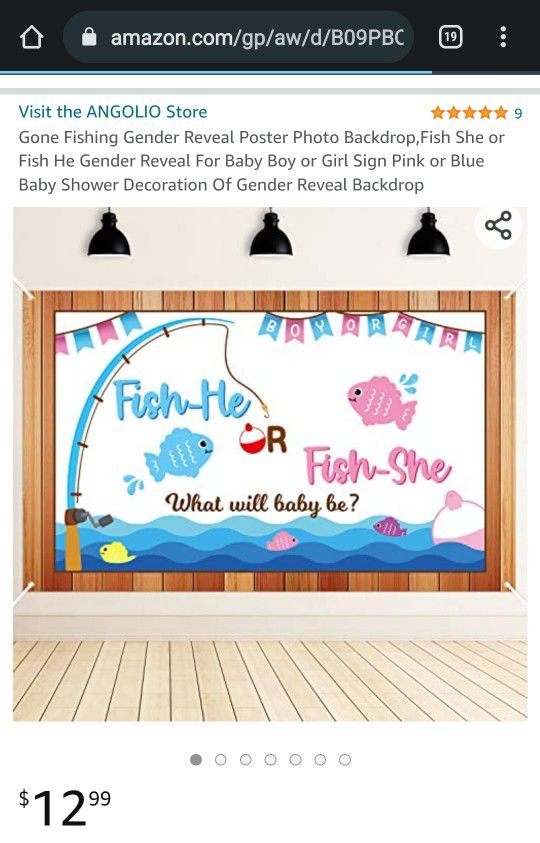 Gender Reveal Fish Backdrop Baby Shower Decoration 