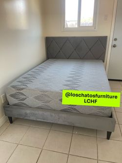 New full size bed frame with mattress
