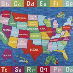 Eric Carle 35" x 51" Kids PlayMat. USA MAP Machine Washable Rug