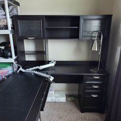 Black L-Shaped Desk with a Hutch and Drawers