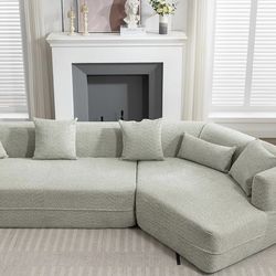125" Modular Sectional Couch- Light Green