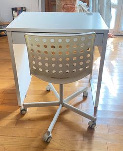IKEA MICKE Desk, White Comes With Chair