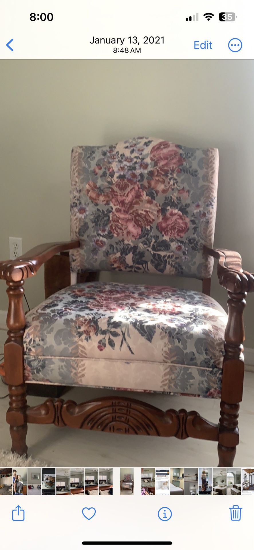 Antique Chair With Ottoman 