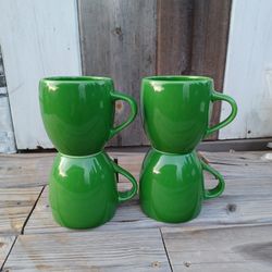 4 Starbucks Barista 2005 Heavyweight Green Ceramic  Mugs 