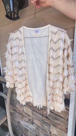 Woman’s sequin kimono ivory