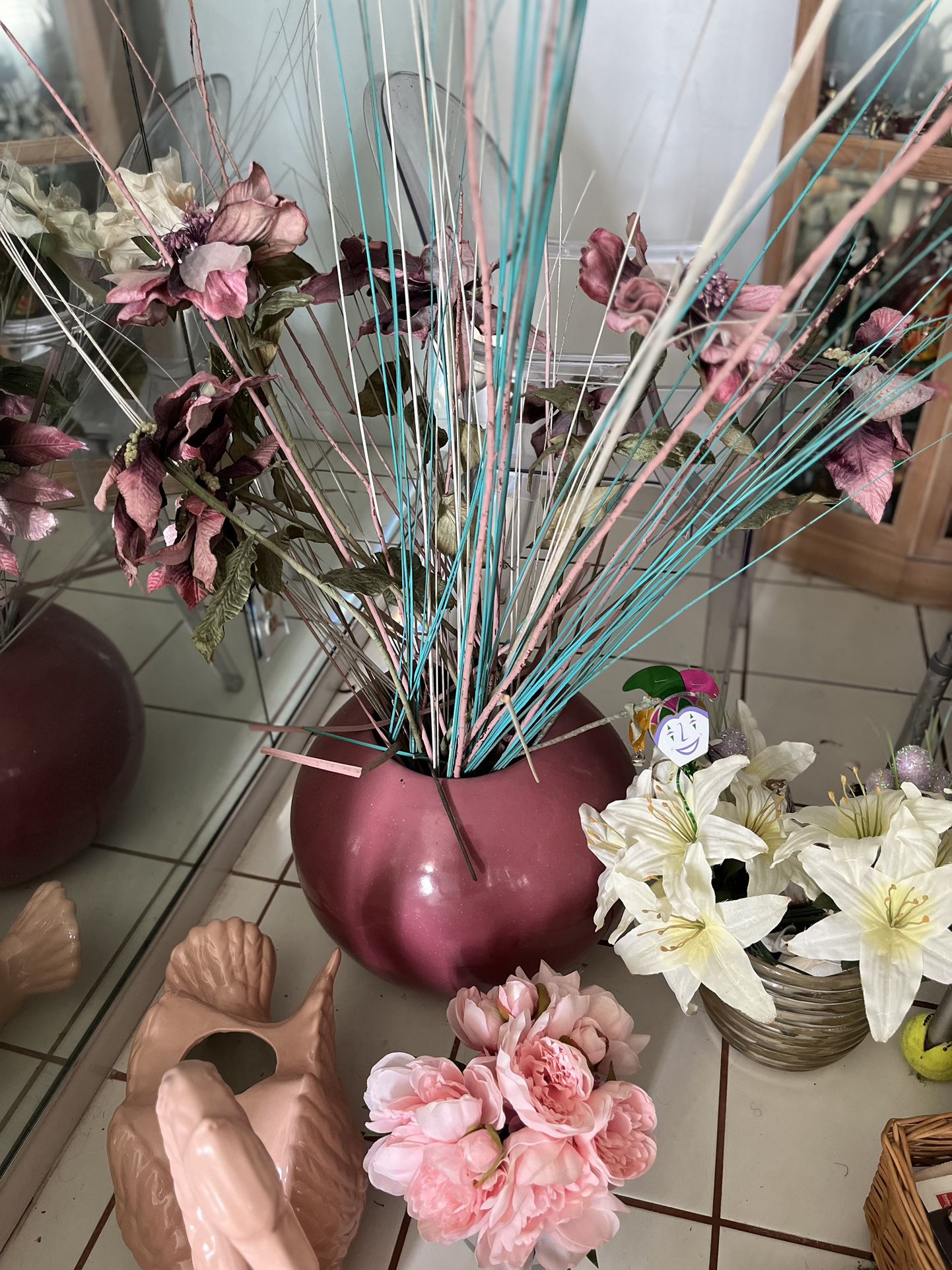 Floor Vase With Artificial Flowers