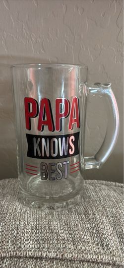 Papa Knows Best Glass Beer Mug