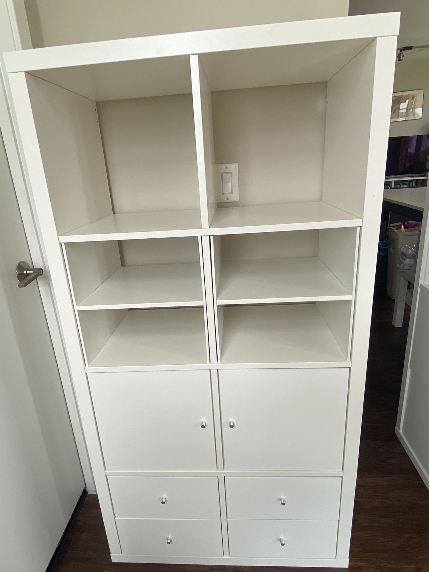 IKEA Kallax Shelf Unit With Door, Drawer and Shelf Inserts