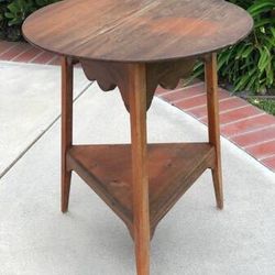 PENDING SALE Wood Side Table (22” Round) with Lower Shelf 