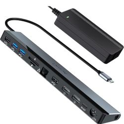USB C Docking Station Dual Monitor with 96W Power Adapter: NewQ 12-in-1