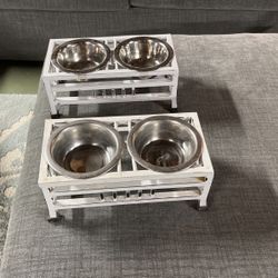Dog Bowls With Stand X 2