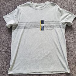Men's Grey Striped Pocket T-Shirt