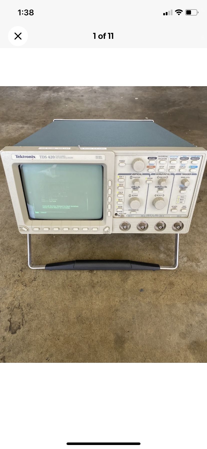 Tektronix TDS 420 150-MHz 100MS/s FOR PARTS AS-IS (FAIL++Acq & FP/cpu) Read Oscilloscope