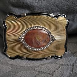 Western Belt Buckle Antique Polished Gem Stone Handmade black Gold 