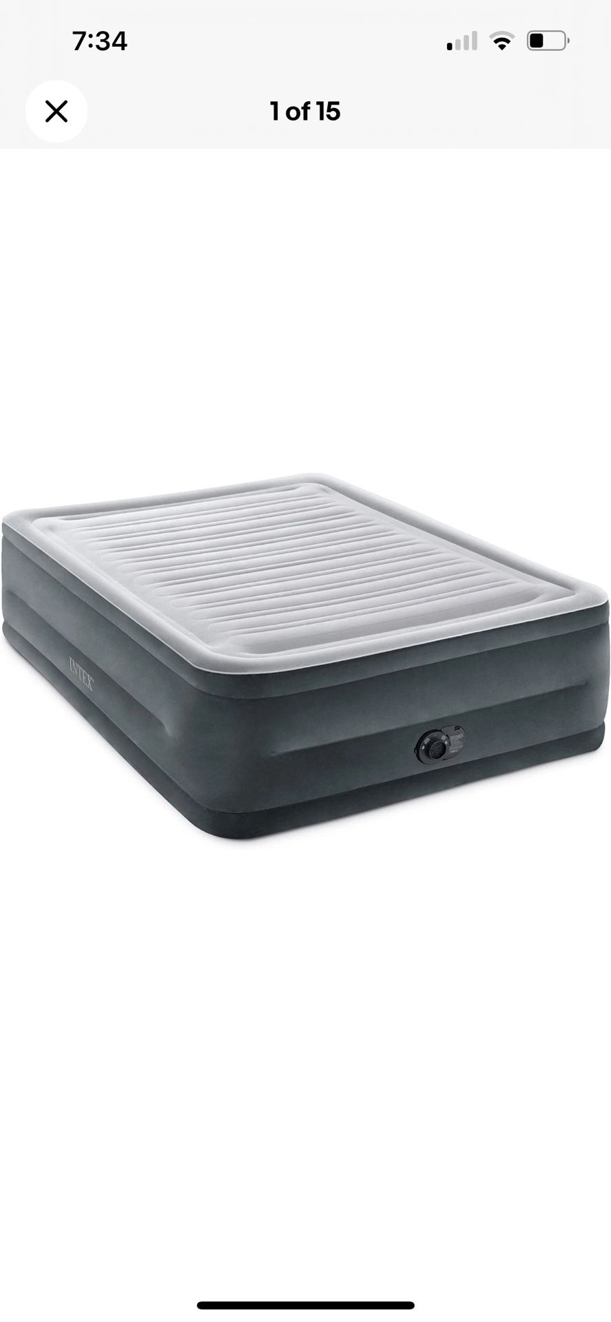 Intex 64417ED 22in Queen Dura-Beam Comfort Plush High-Rise Queen, Grey