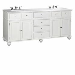 Home Decorators Collection Hampton Harbor 72 in. W x 22 in. D Double Bath Vanity in White with Natural Marble Vanity Top in White