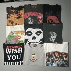Vintage Band Shirt 35 T Shirt Lot Streetwear Jerseys Misfits Astroworld Nirvana Harley Davidson 